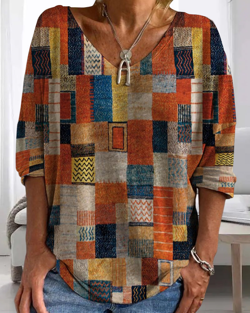 Sophie | Blouse à imprimé effet patchwork — Amielle Paris