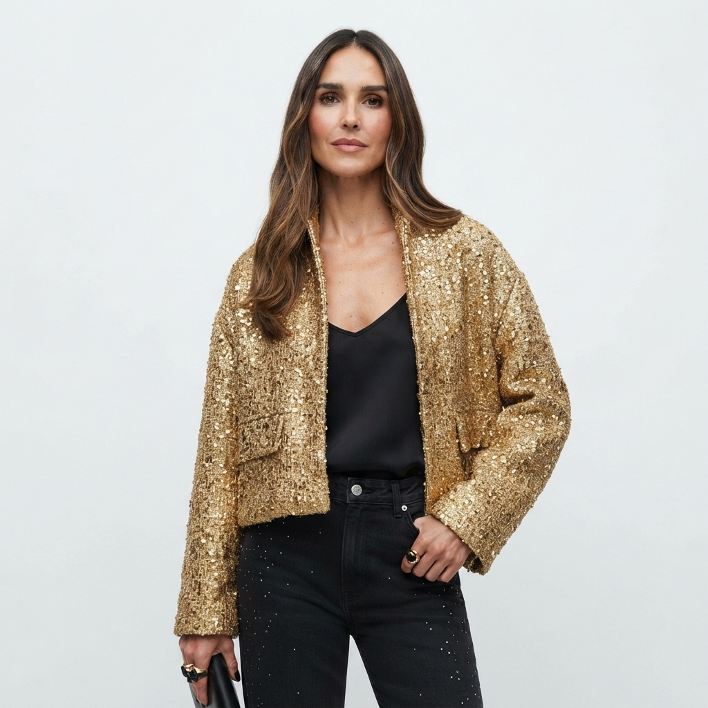 Arabella | Veste courte à sequins dorés — Amielle Paris