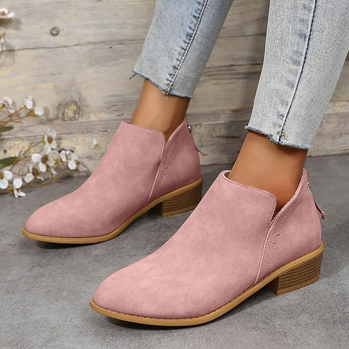 Juliette | Bottines à petit talon carré et zip latéral — Amielle Paris
