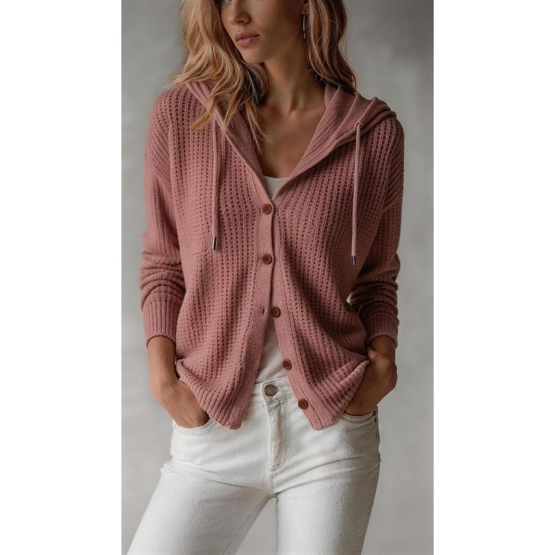 Gilet côtelé boutonné à capuche — Amielle Paris