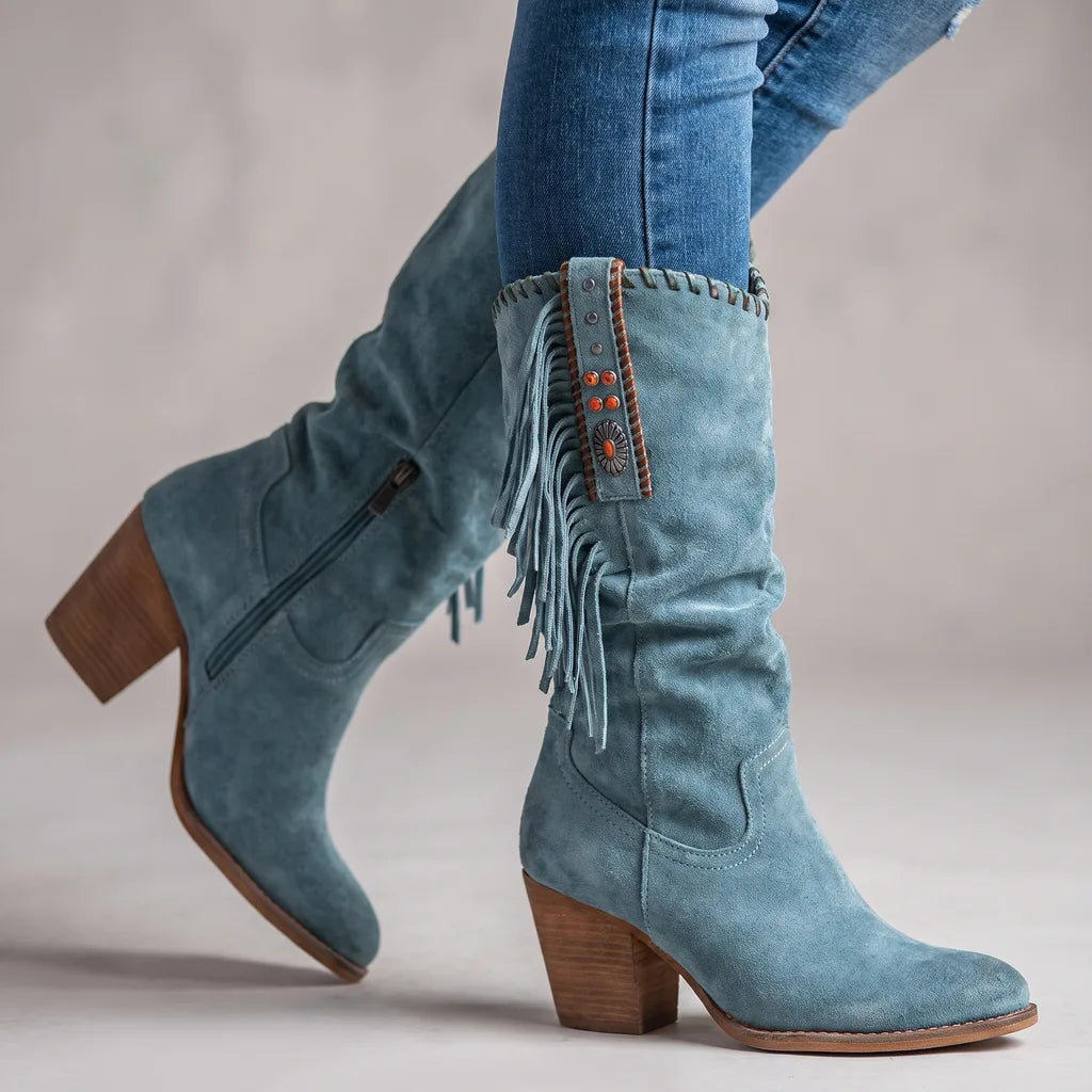 Bottes hautes à franges effet daim