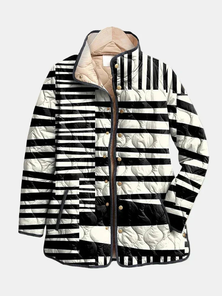 Maren — Veste matelassée à motif noir et blanc — Amielle Paris