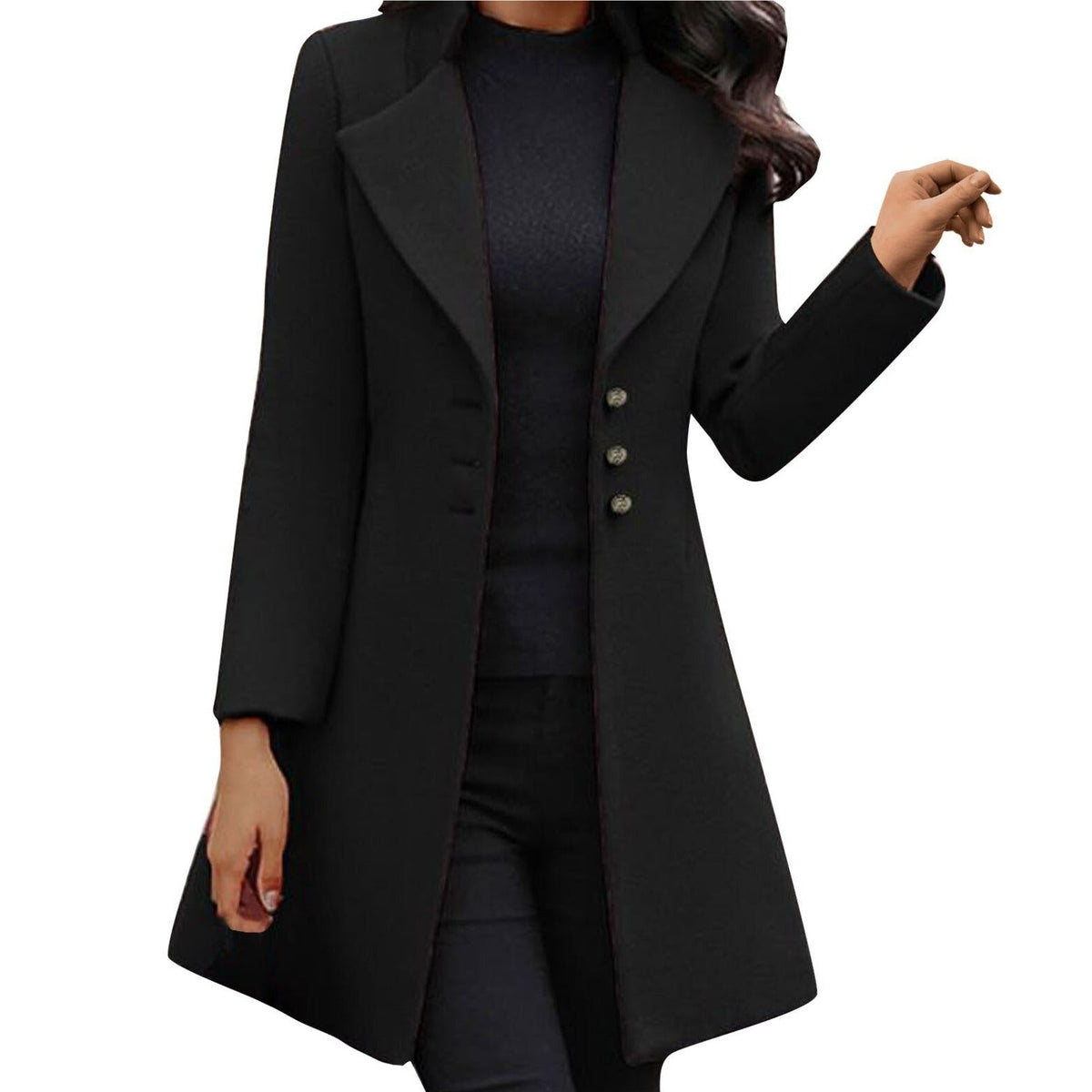 Olivia — Manteau long boutonné à col tailleur — Amielle Paris