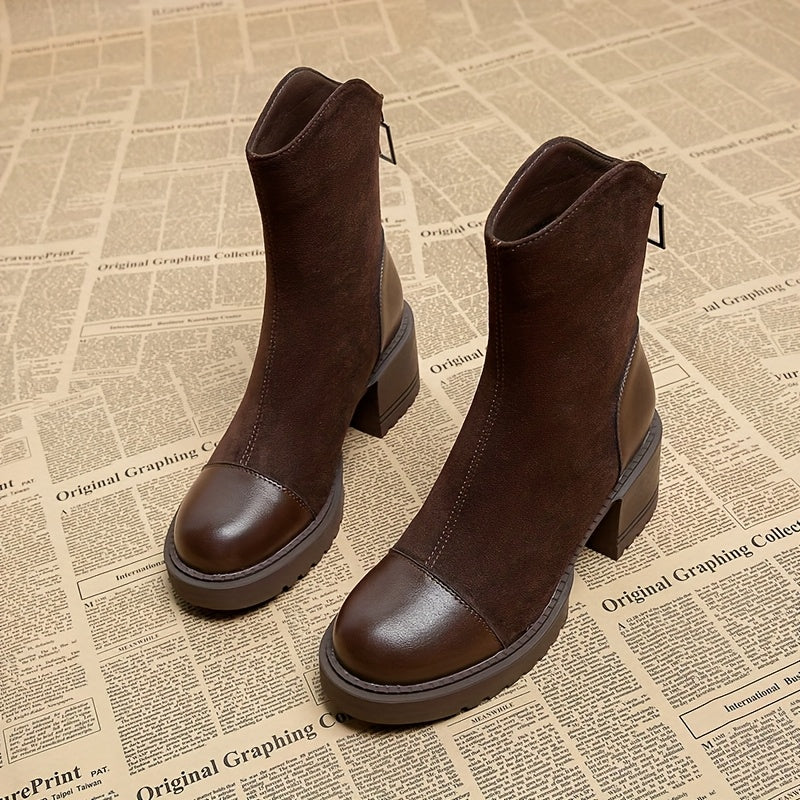 Camille | Bottines effet suédé à talon bloc