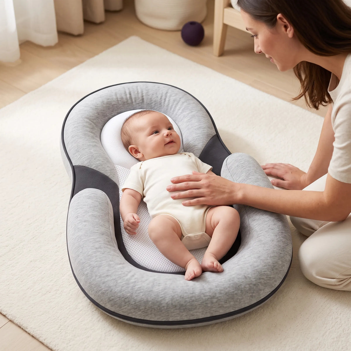 Coussin bébé ovale en coton — 59 × 40 cm — vue 1