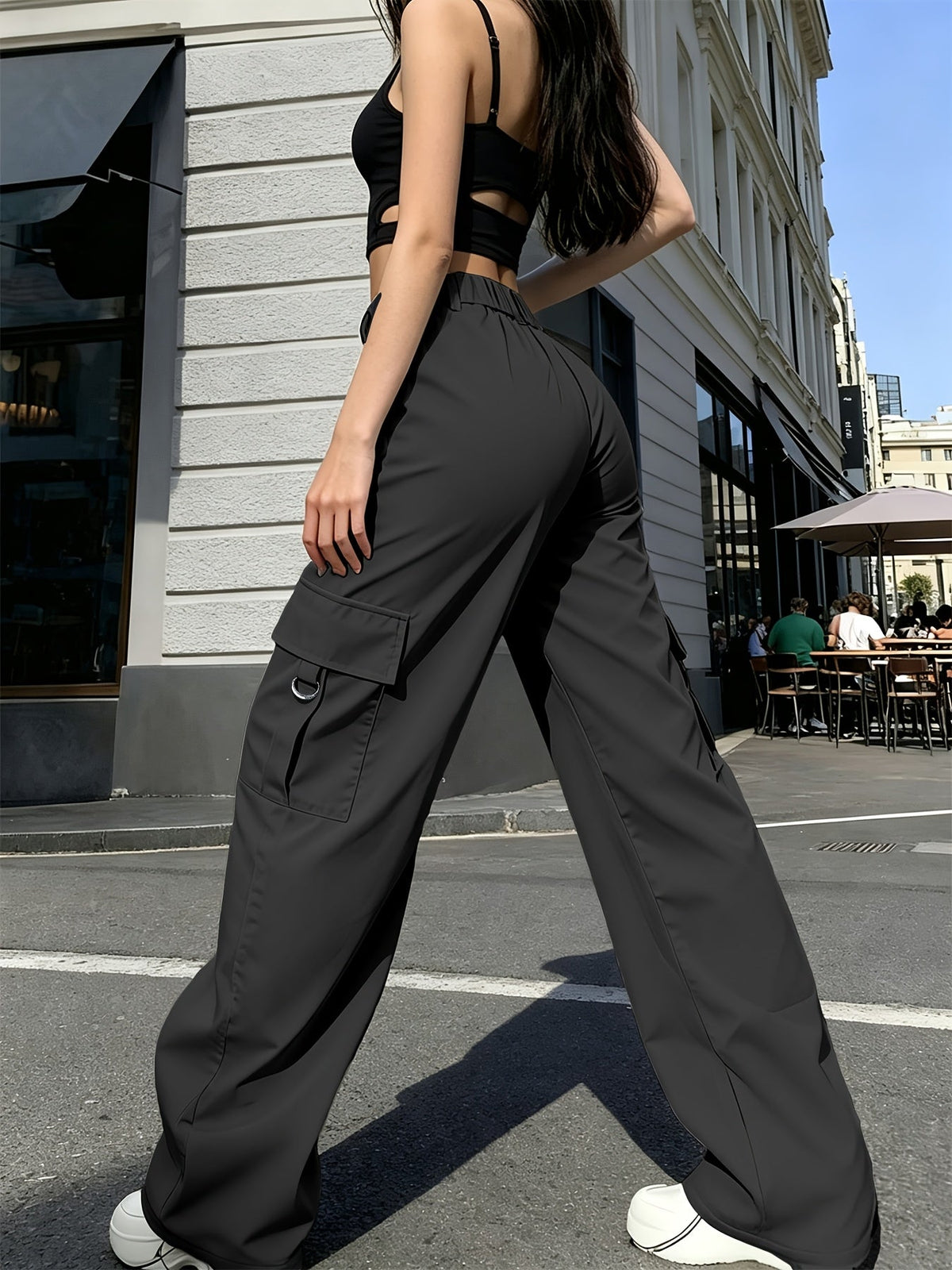 Sabine | Pantalon cargo large à taille haute — Amielle Paris
