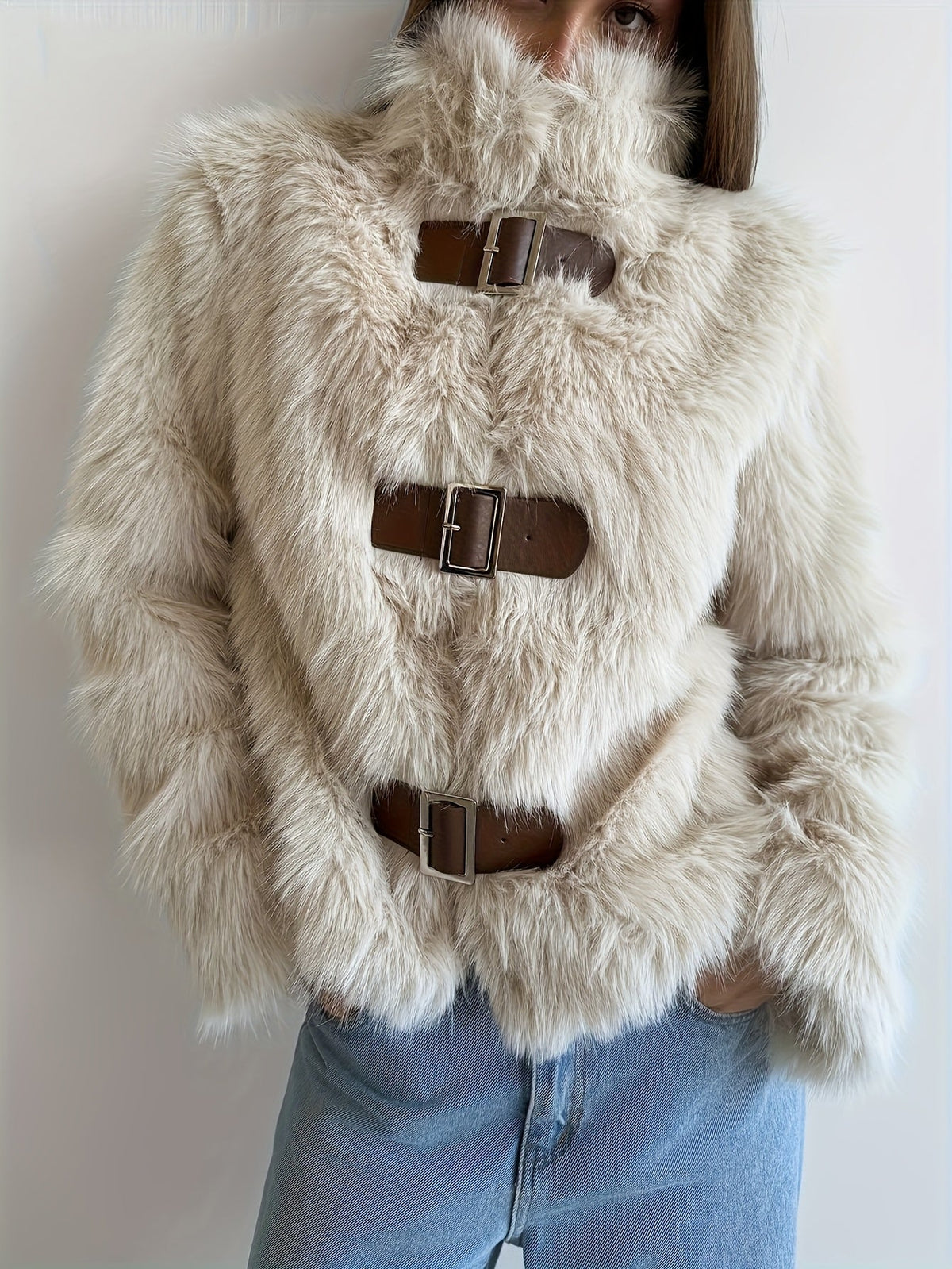 Veste courte en fausse fourrure à boucles — Amielle Paris