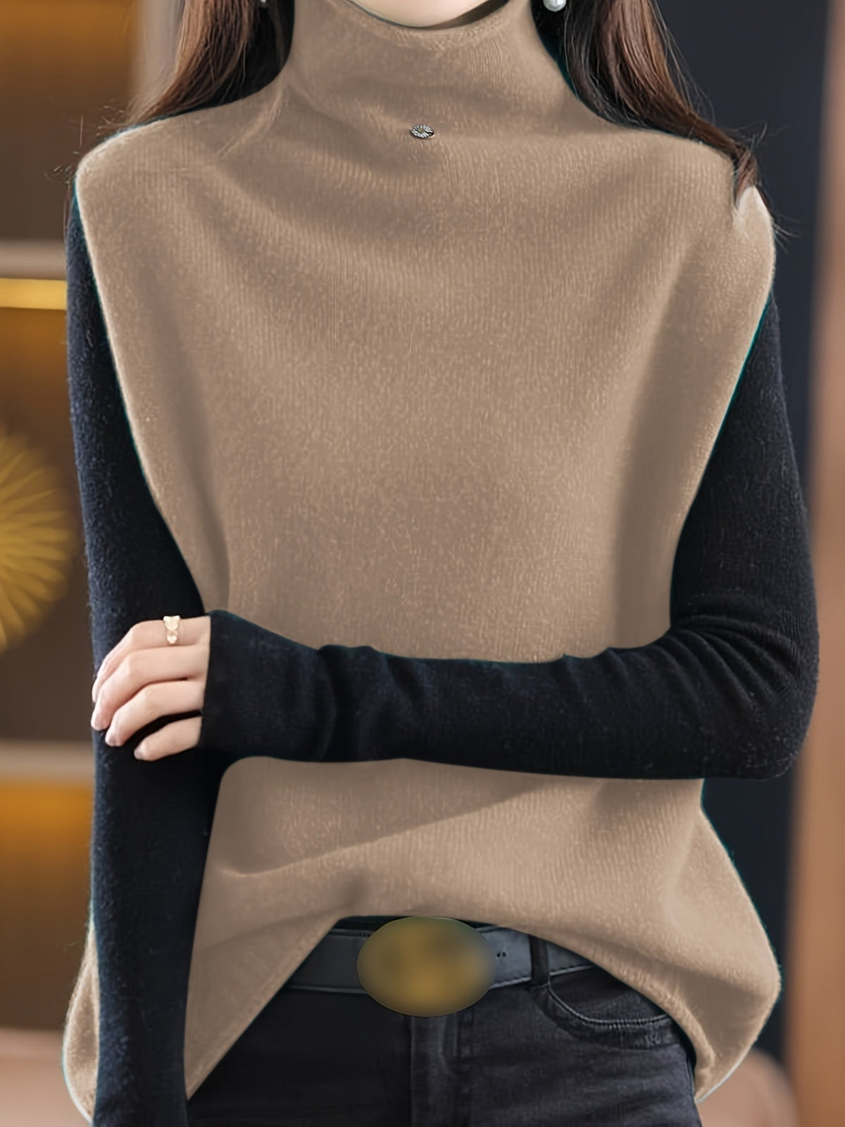 Gilet sans manches drapé à col montant — Amielle Paris