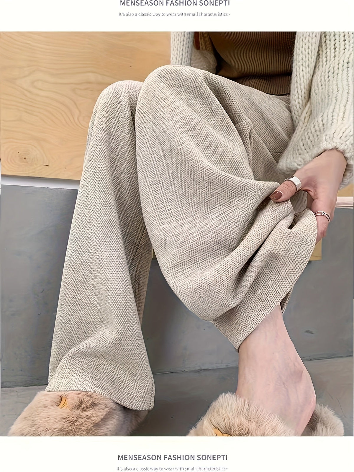 Pantalon large à chevrons et taille haute — Amielle Paris