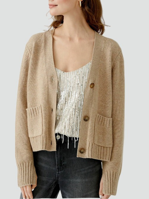 Gilet à col V et poches plaquées — Amielle Paris