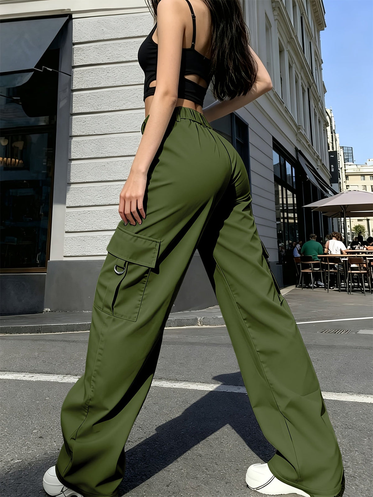 Sabine | Pantalon cargo large à taille haute — Amielle Paris