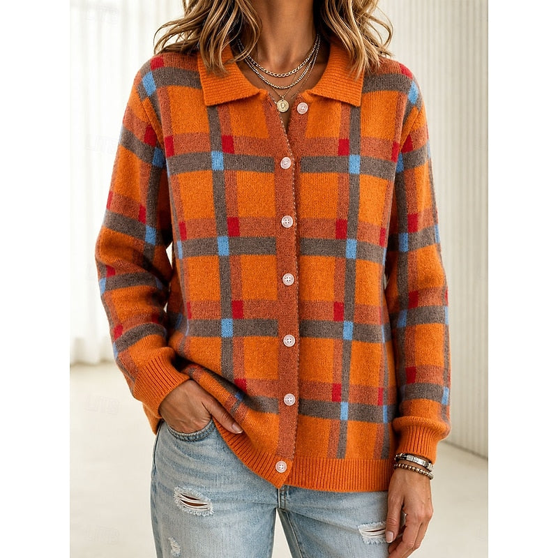 Gilet boutonné à carreaux multicolores — Amielle Paris