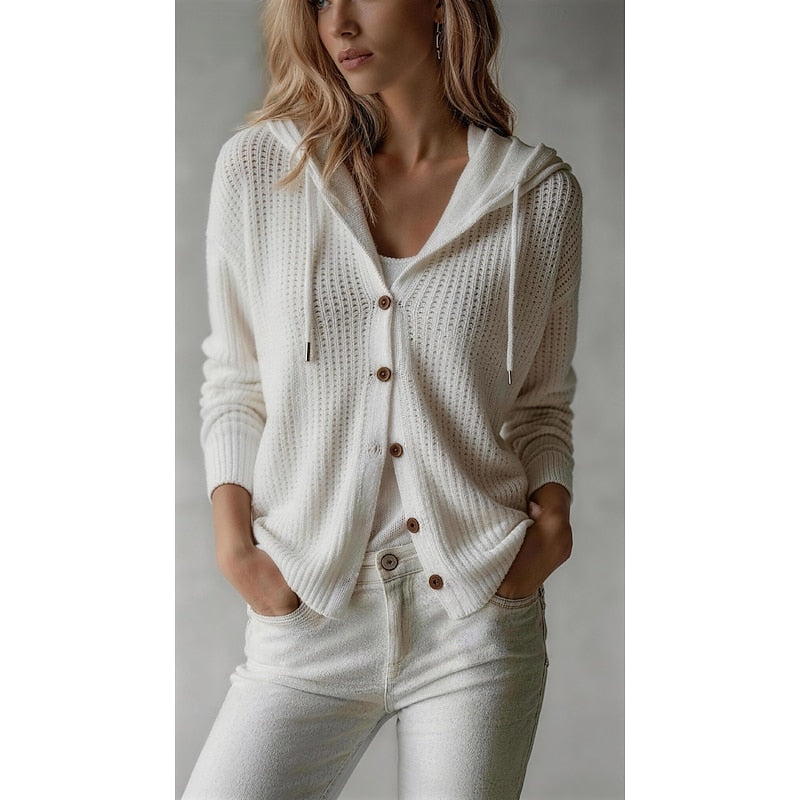 Gilet côtelé boutonné à capuche — Amielle Paris