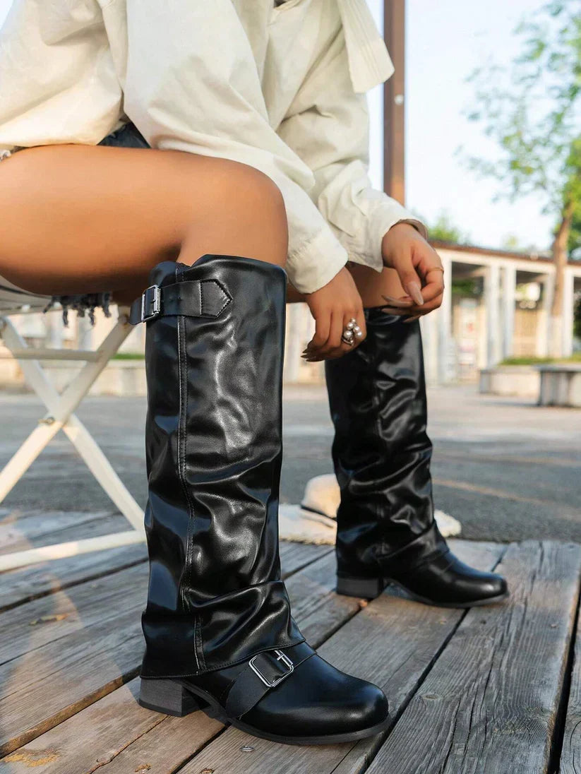 Bottes hautes à boucles et talon bloc — vue 6