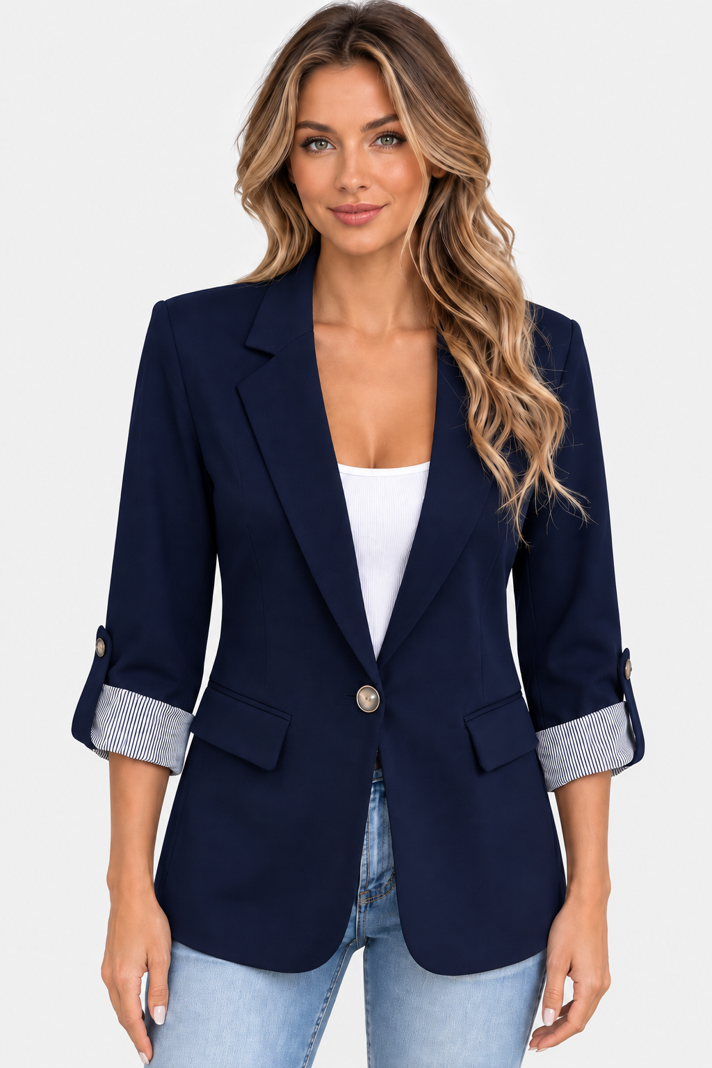 Blazer à col cranté et manches trois-quarts — Amielle Paris