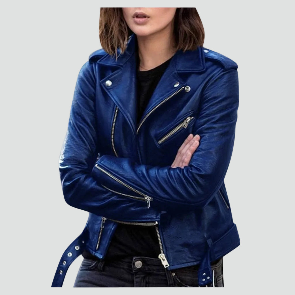 Veste de motard à revers et zip asymétrique — Amielle Paris