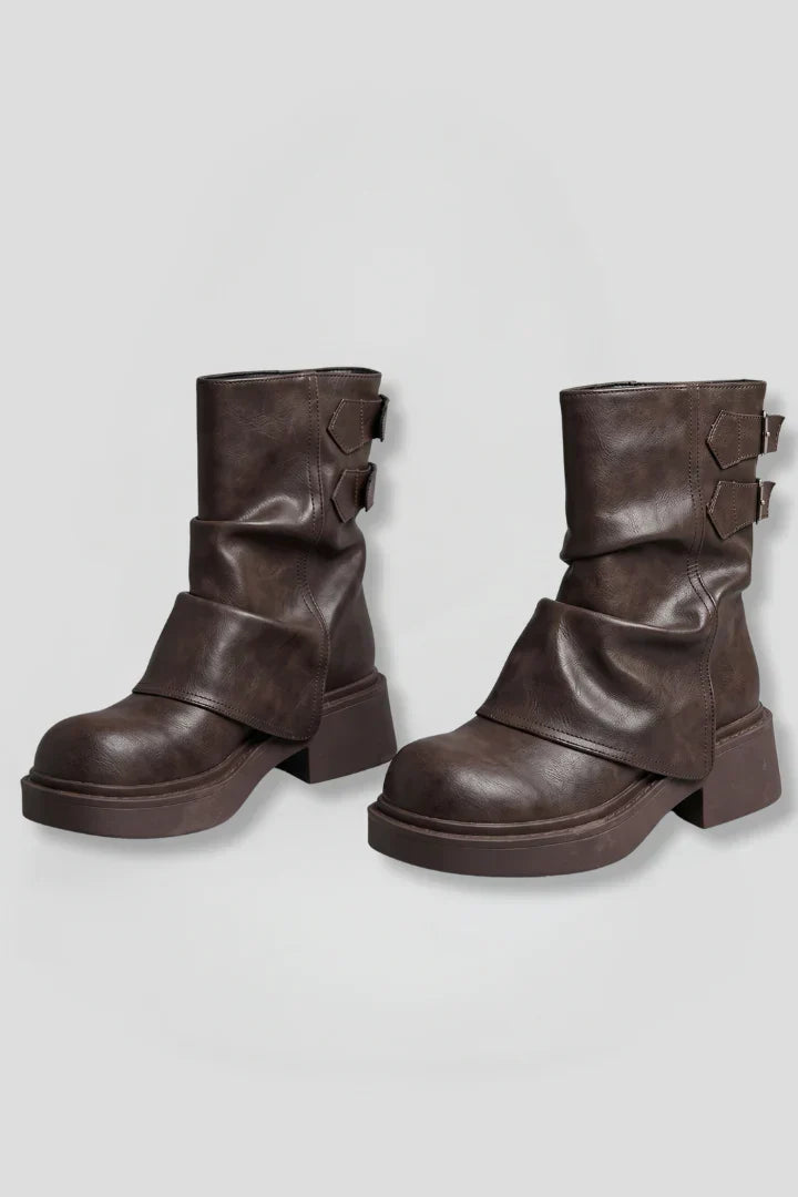 Bottines à revers et doubles boucles — Amielle Paris