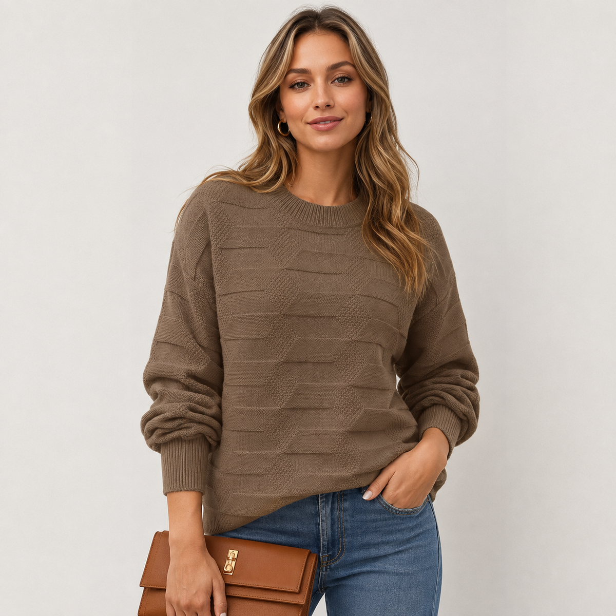 Pull texturé à manches bouffantes — Amielle Paris