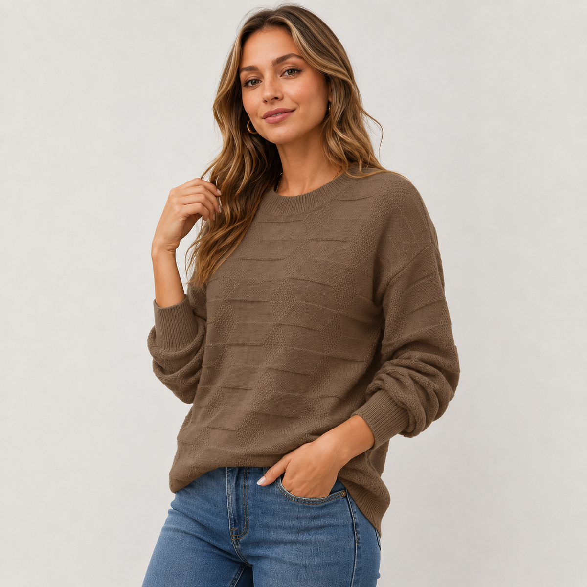 Pull texturé à manches bouffantes — Amielle Paris