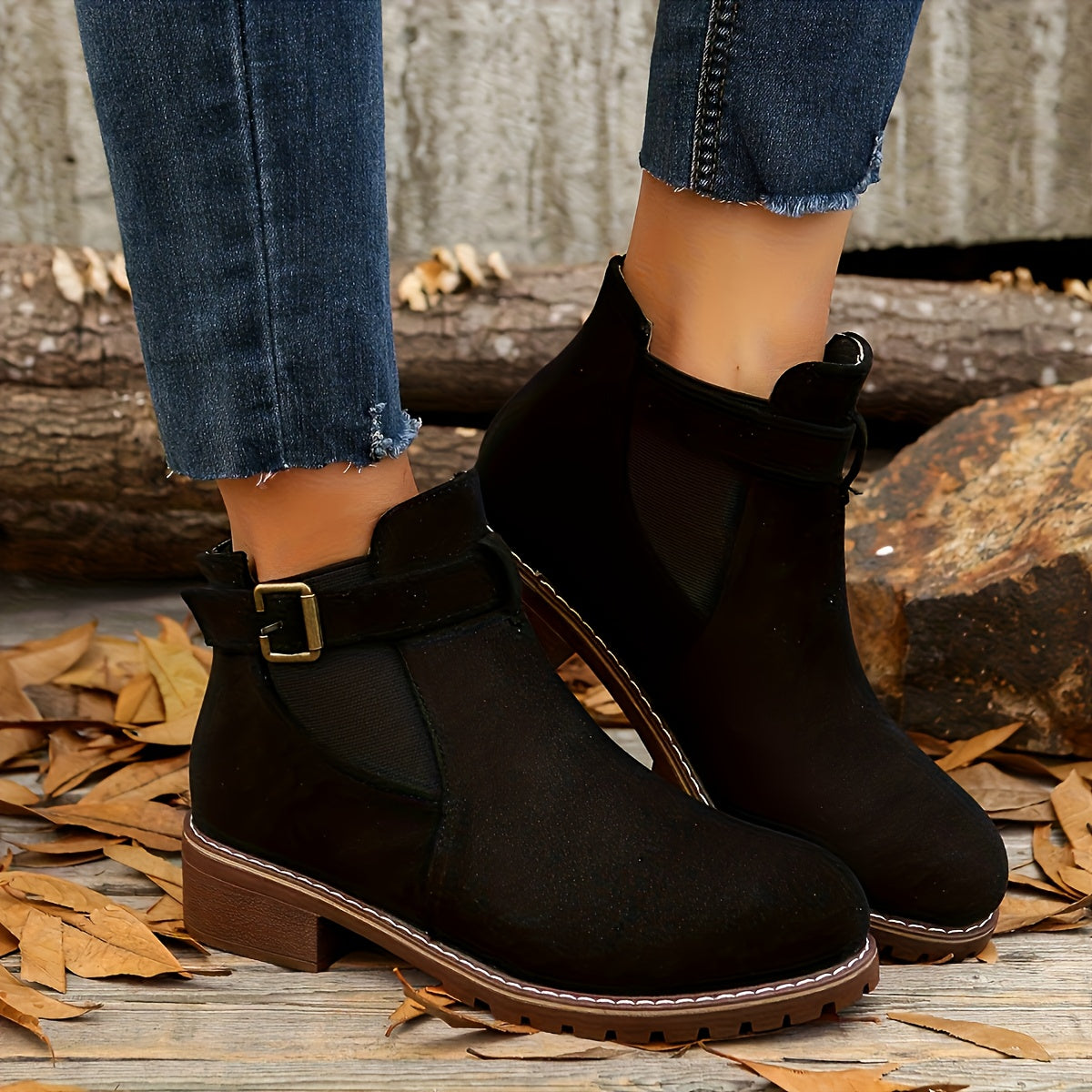 Bottines Chelsea à bride et talon bloc — Amielle Paris