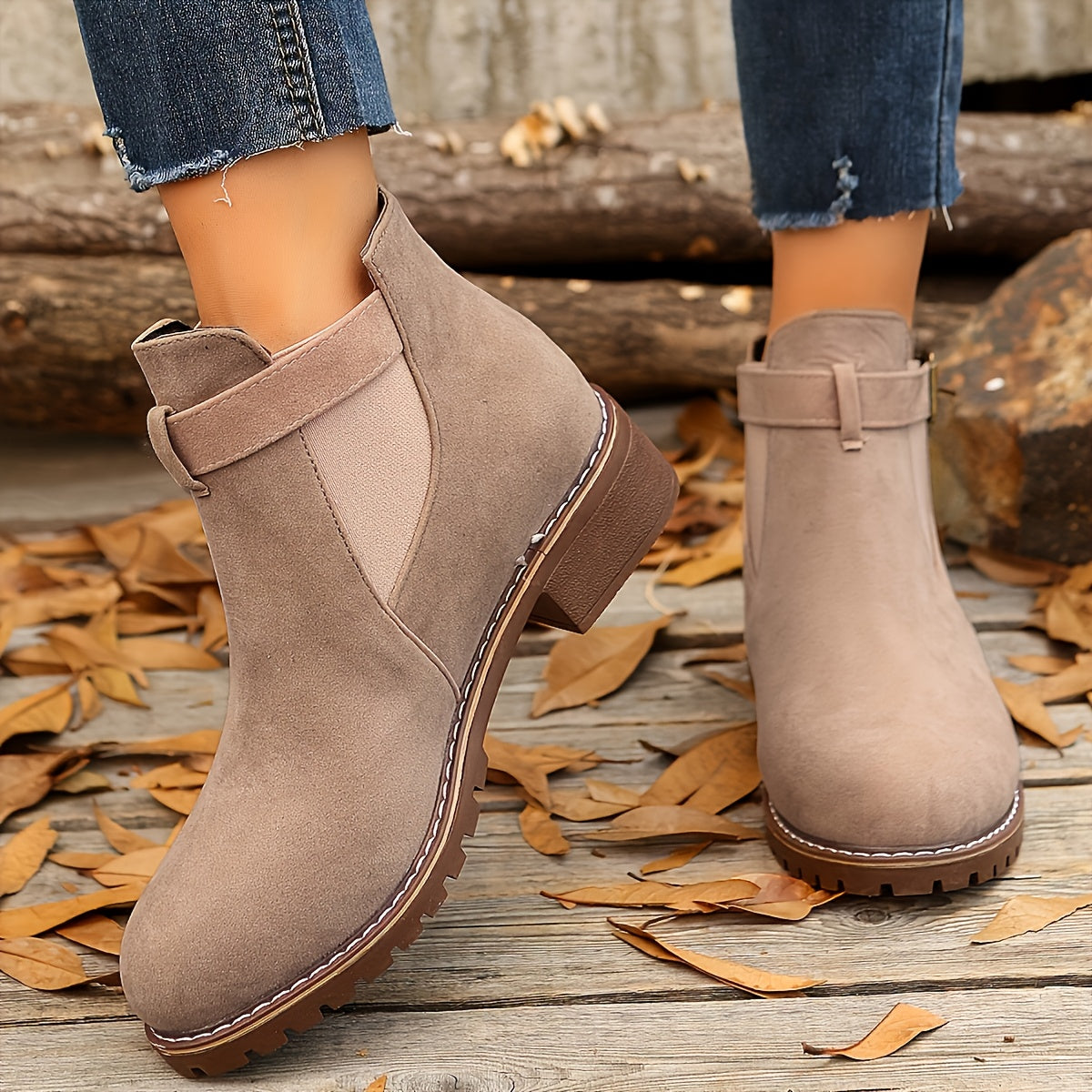 Bottines Chelsea à bride et talon bloc — Amielle Paris