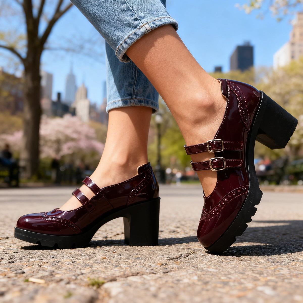 Chaussures Mary Jane à double bride et plateforme — Amielle Paris