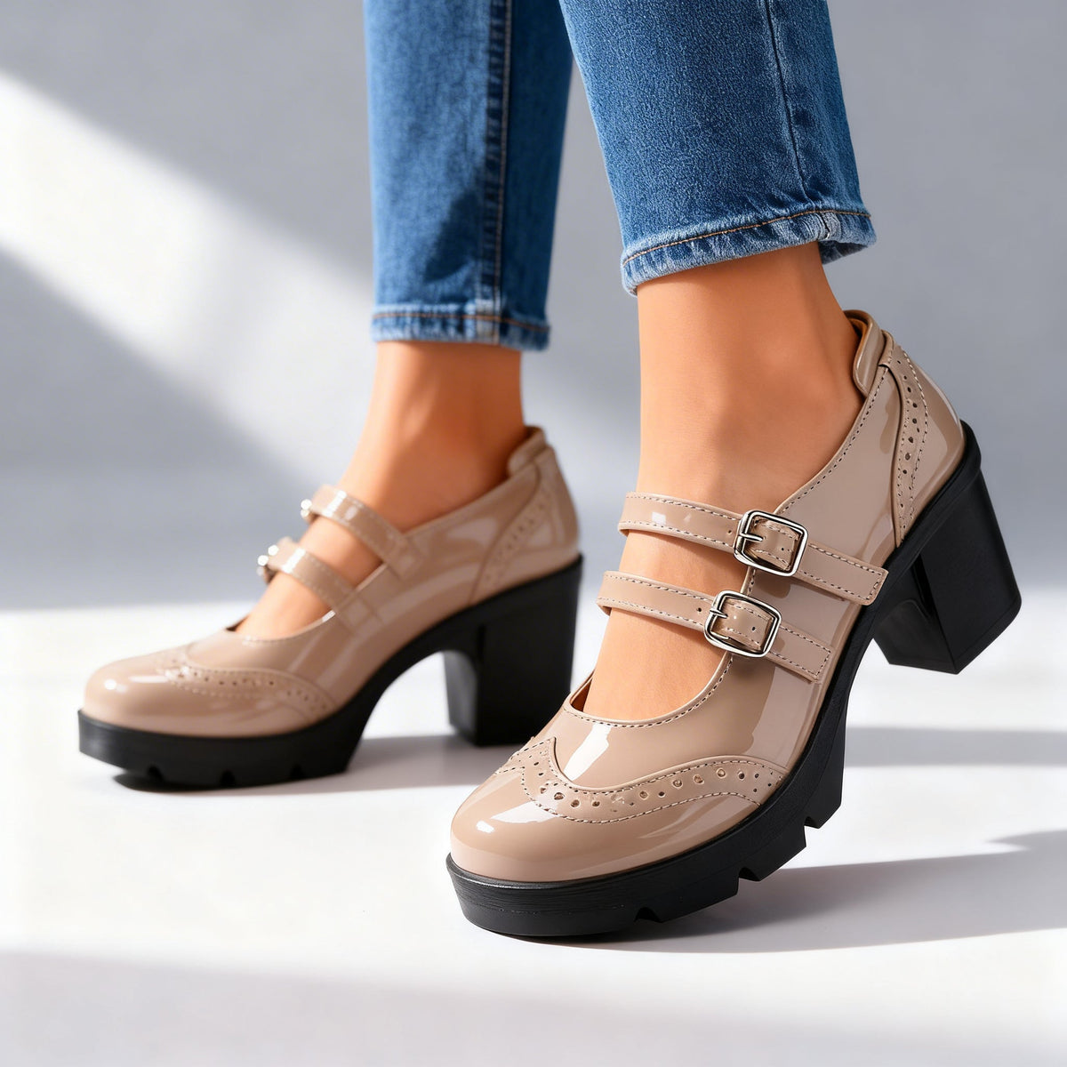 Chaussures Mary Jane à double bride et plateforme — Amielle Paris