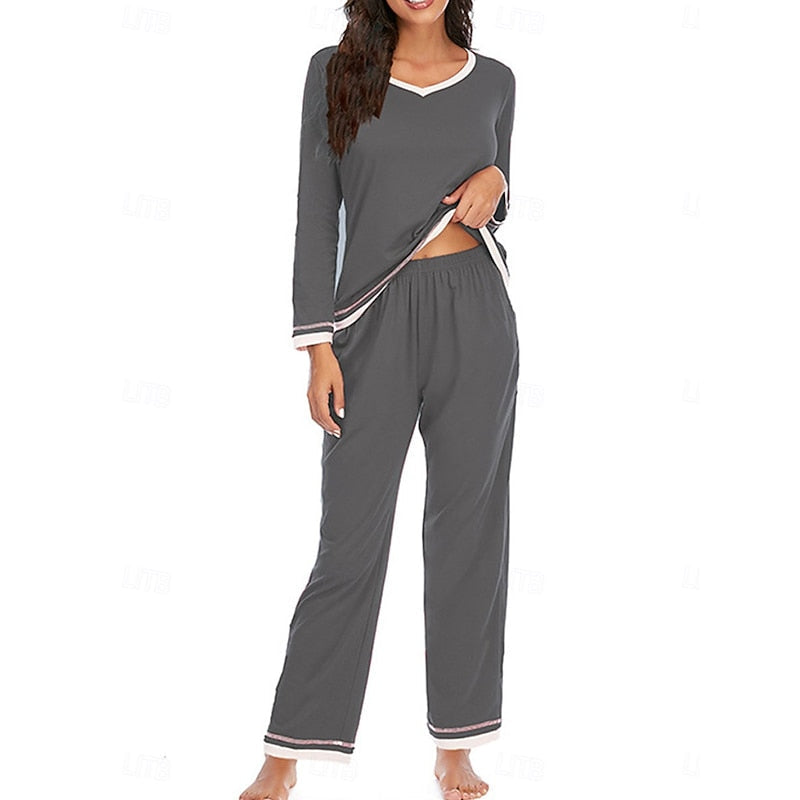 Ensemble haut et pantalon à finitions côtelées — Amielle Paris