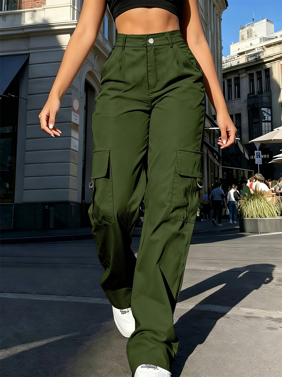 Sabine | Pantalon cargo large à taille haute — Amielle Paris
