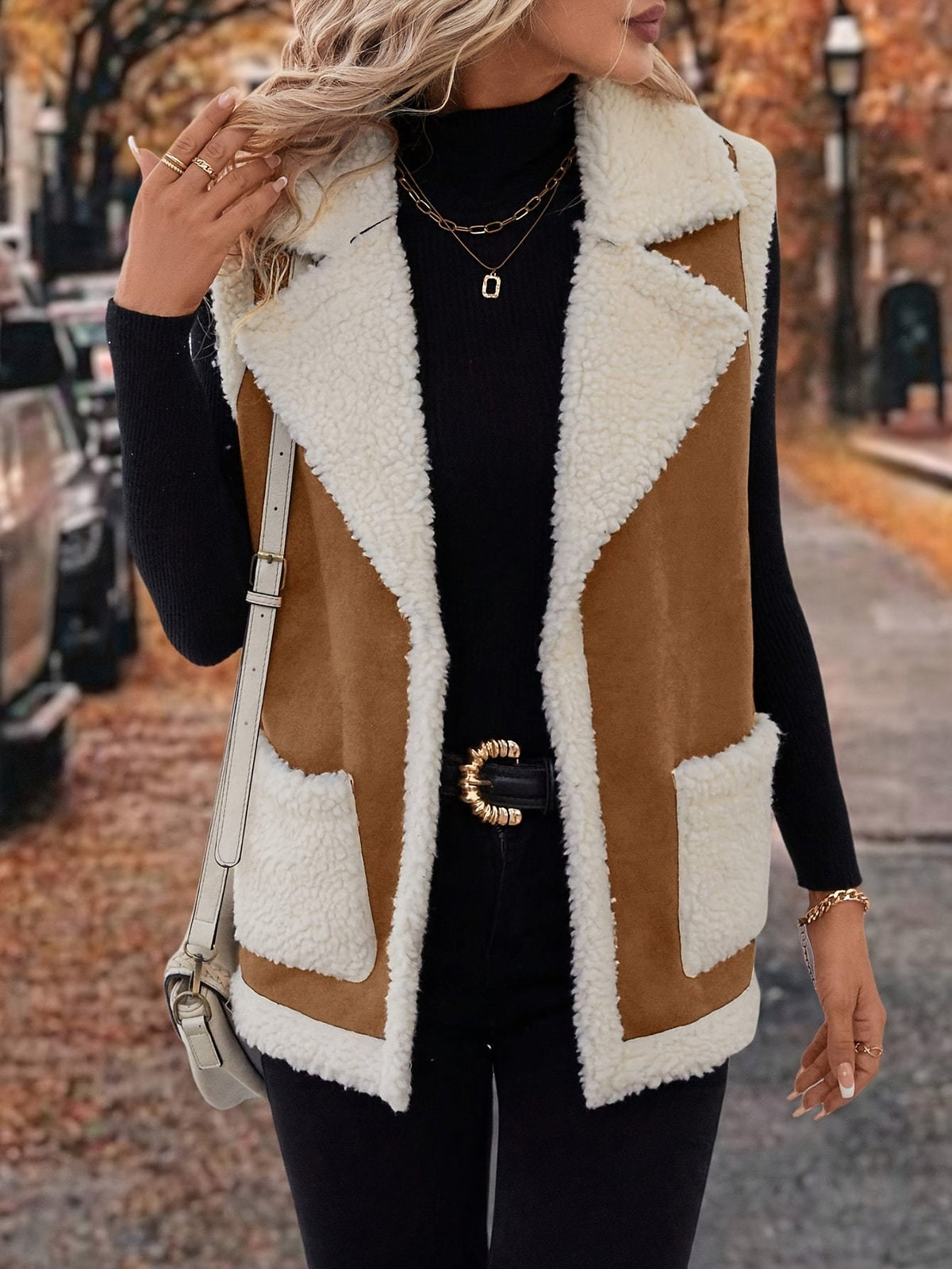 Gilet sans manches à doublure effet peau lainée — Amielle Paris