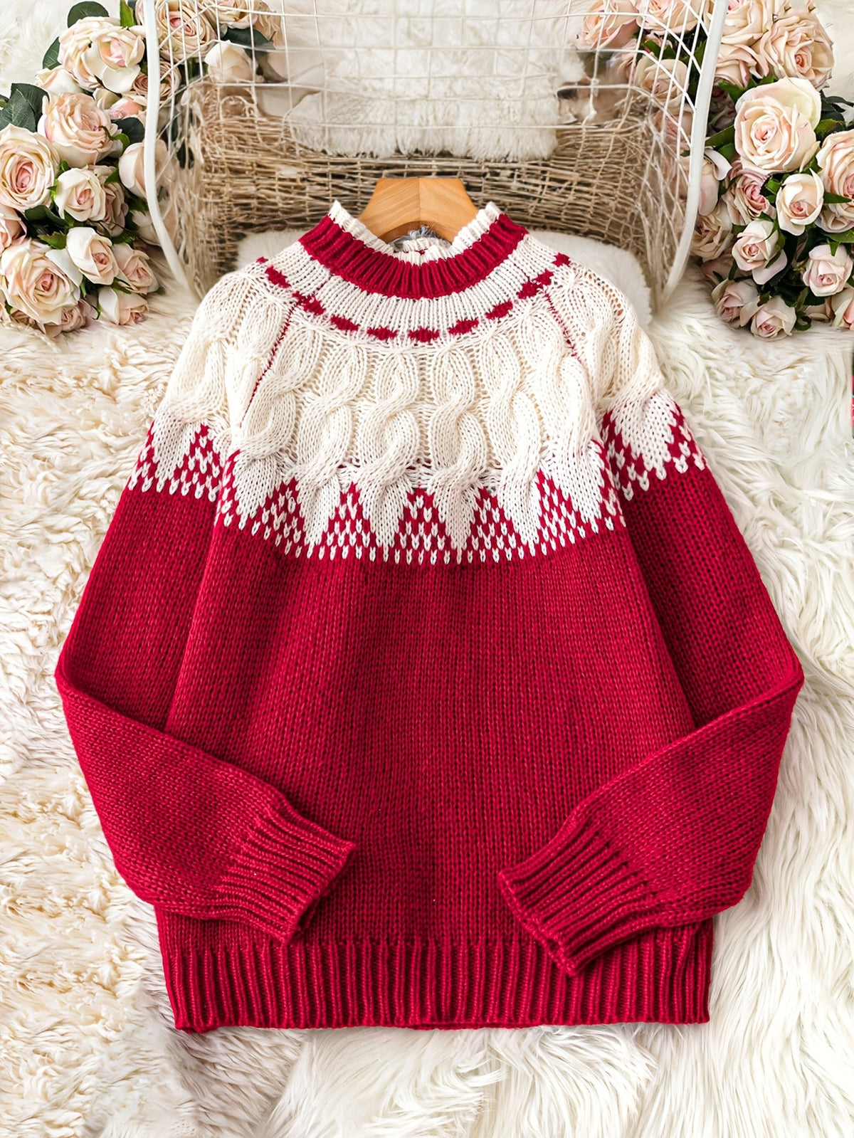 Pull de Noël jacquard à col montant — Amielle Paris