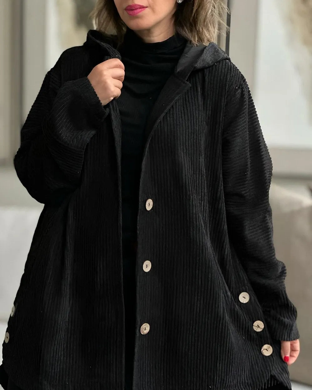Leonie — Veste en velours côtelé à capuche — Amielle Paris