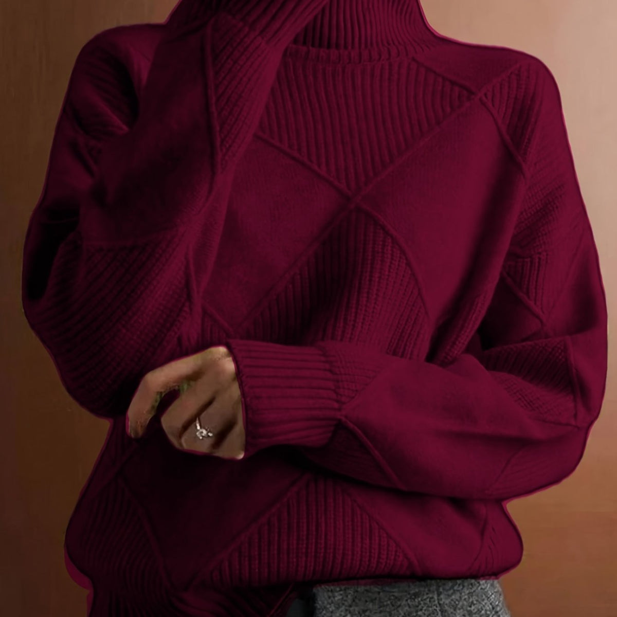Pull à col roulé et maille à losanges — Amielle Paris