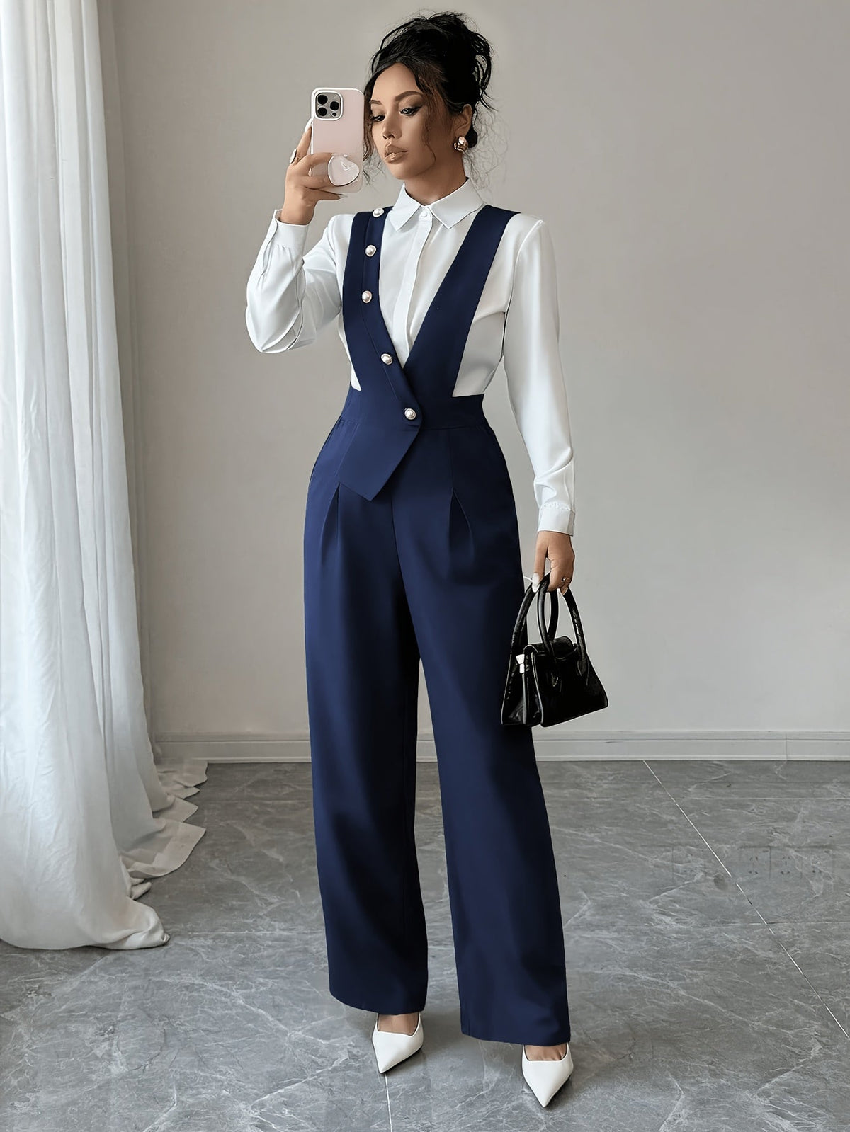 Combinaison à buste tailleur et pantalon large — Amielle Paris