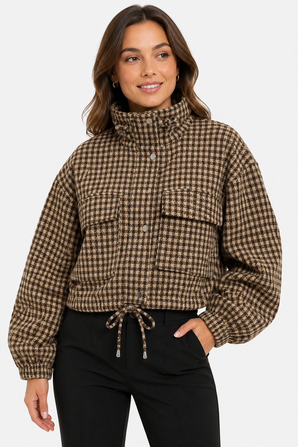 Sylista — Veste courte à motif pied-de-poule — Amielle Paris