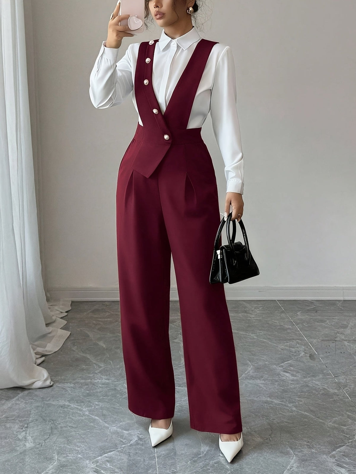 Combinaison à buste tailleur et pantalon large — Amielle Paris