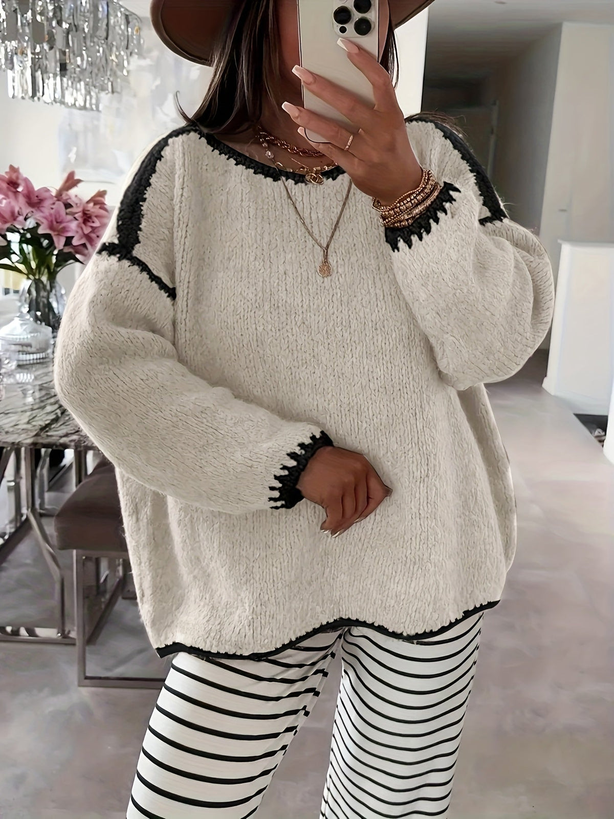 Colette | Pull en grosse maille à col bateau — Amielle Paris
