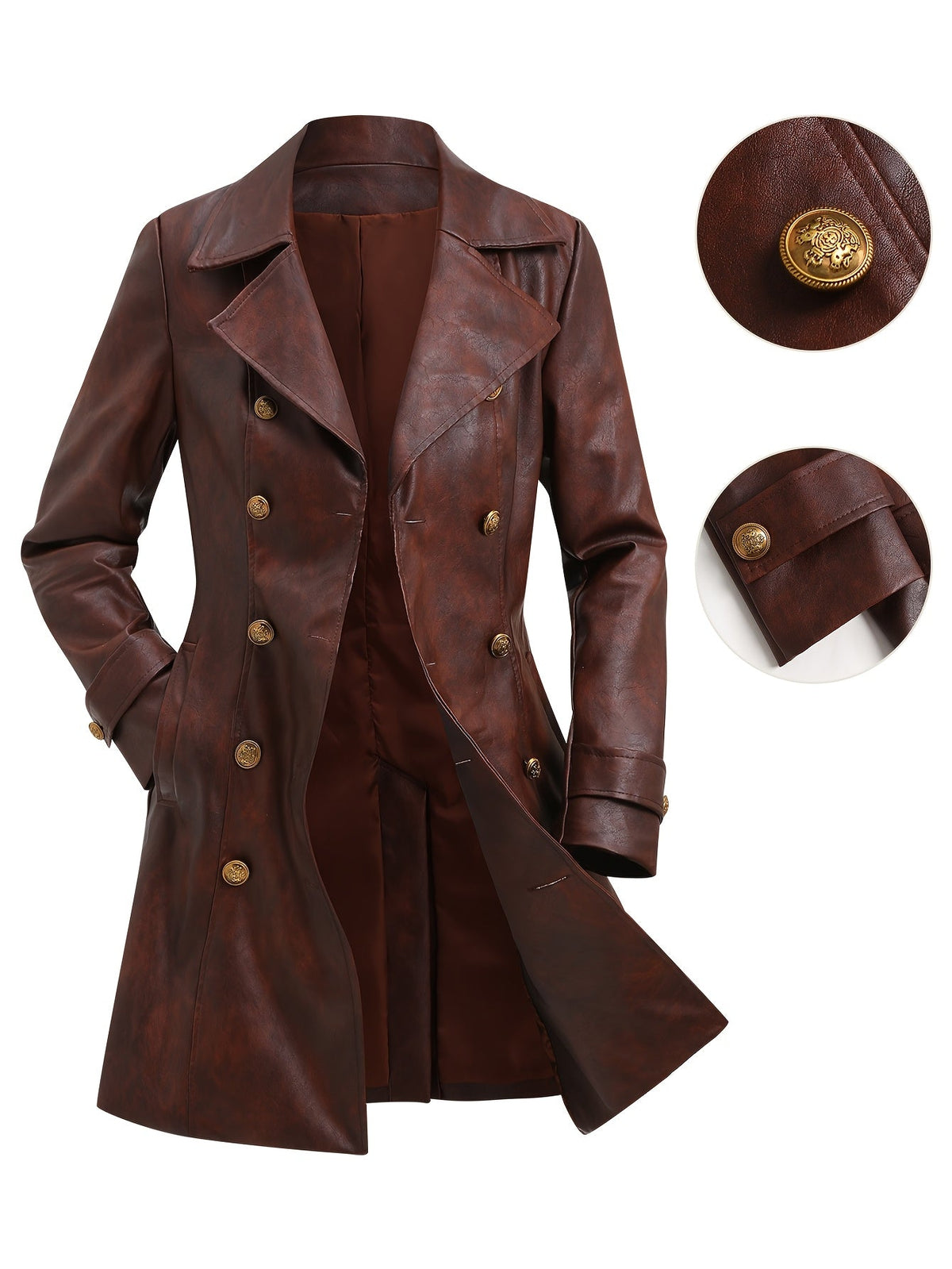 Manteau croisé ceinturé à finition patinée — Amielle Paris