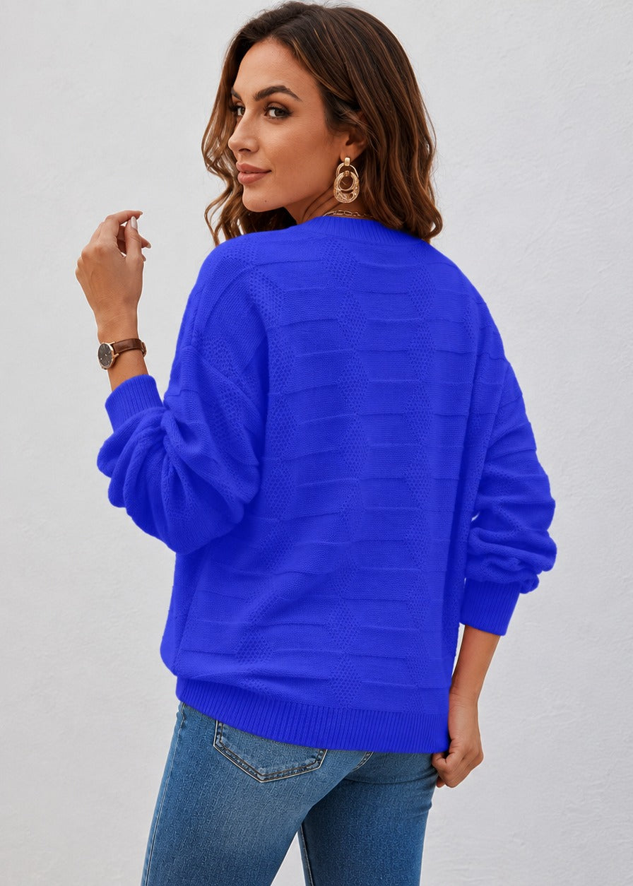 Pull texturé à col rond et manches ballon — Amielle Paris