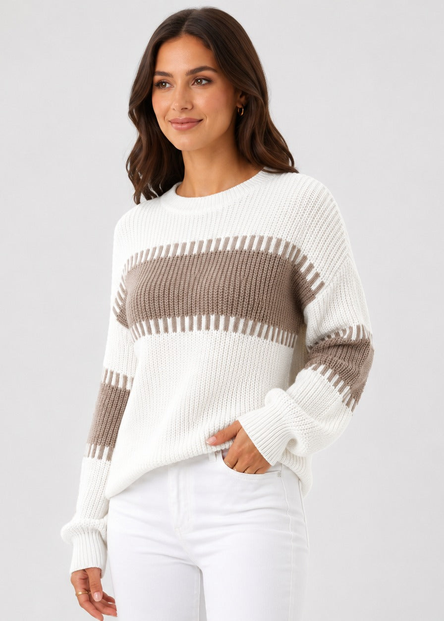 Pull côtelé à rayures contrastées — Amielle Paris