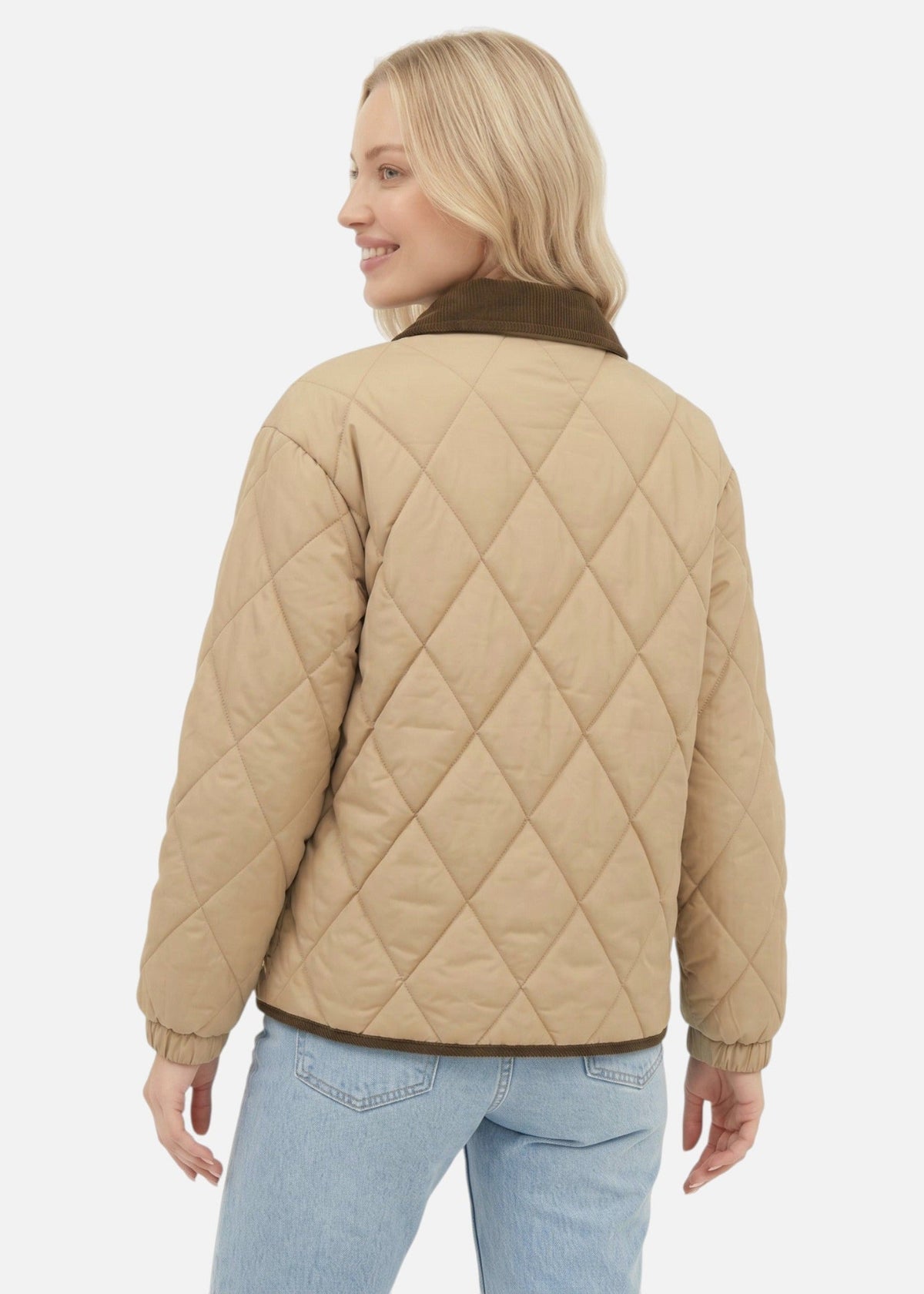 Veste matelassée à boutons-pression et col côtelé — Amielle Paris