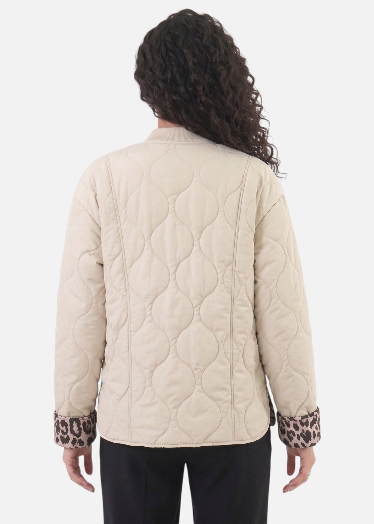 Ludivine — Veste matelassée à poignets léopard — Amielle Paris