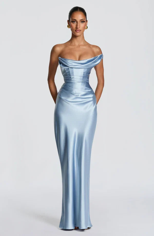 Robe longue satinée à une épaule — Eurydice — Amielle Paris