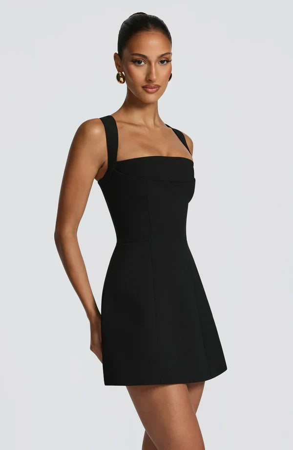 Isabeau — Robe courte corsetée à jupe évasée — Amielle Paris