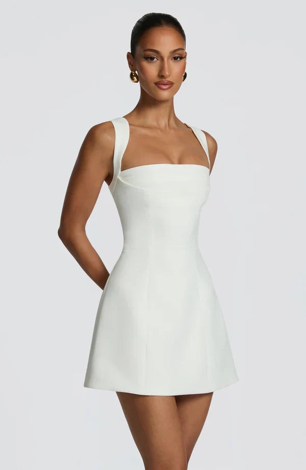 Isabeau — Robe courte corsetée à jupe évasée — Amielle Paris