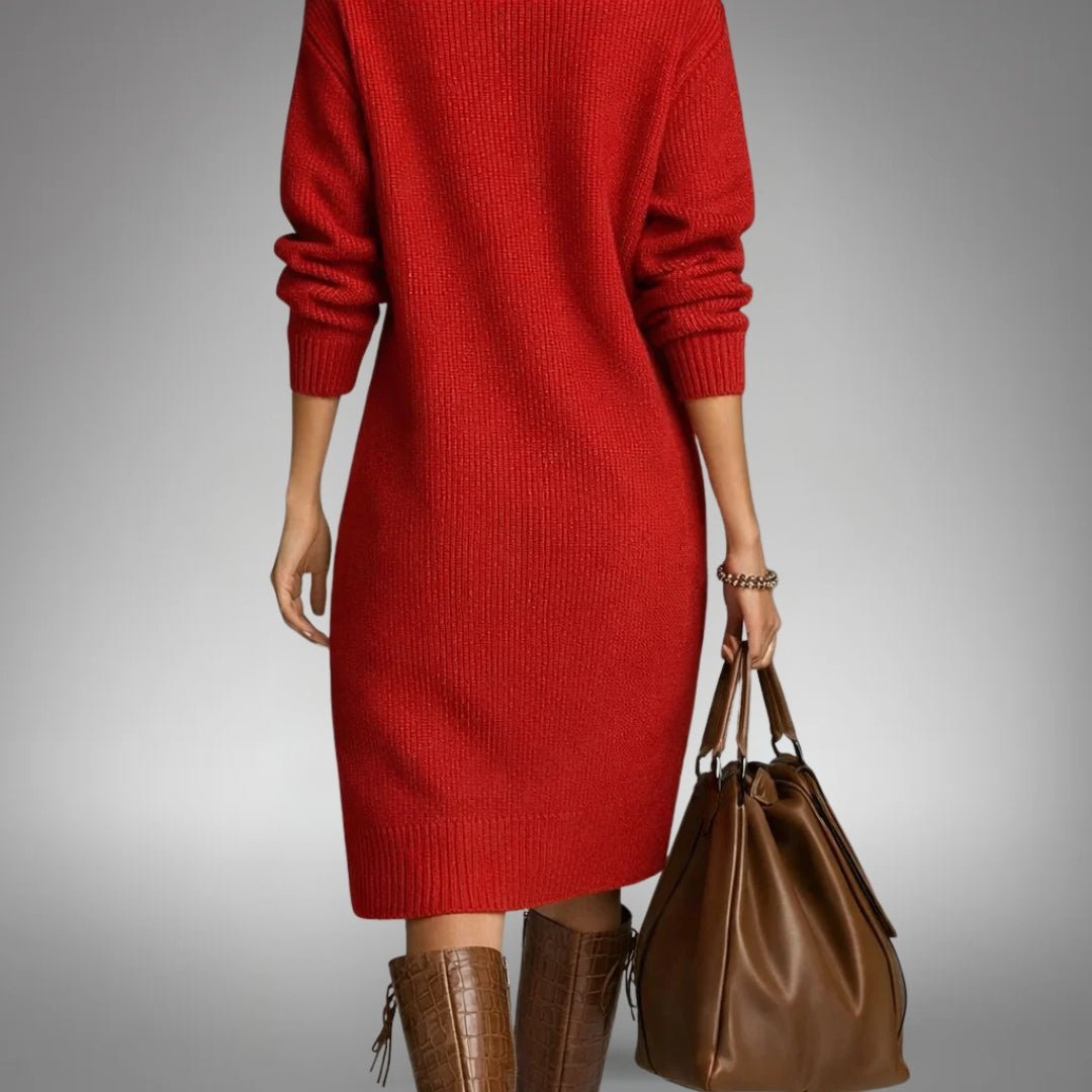 Danielle — Robe pull midi à détails boutonnés — Amielle Paris