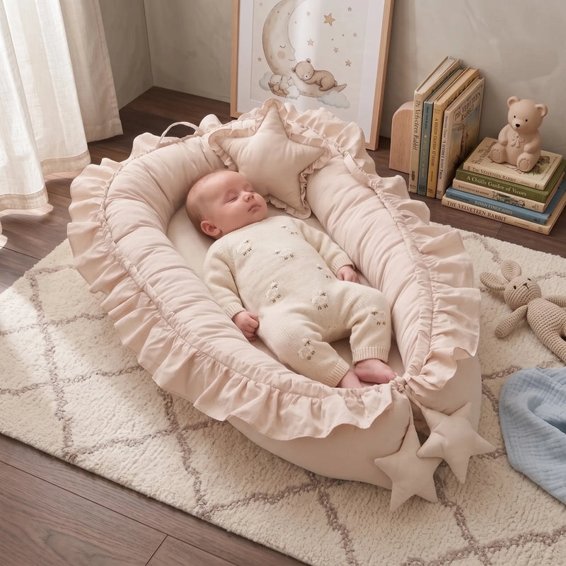Coussin bébé en coton à bordure fleur — vue 1