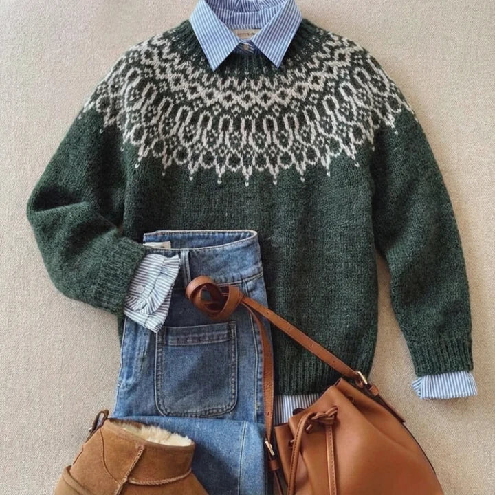 Pull à motifs nordiques et manches longues — Amielle Paris