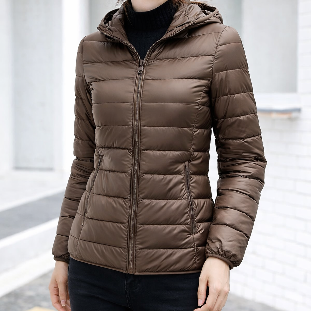 Doudoune légère à capuche et fermeture zippée — Amielle Paris