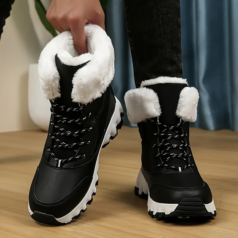 Bottines d'hiver à lacets et col en fausse fourrure — Amielle Paris